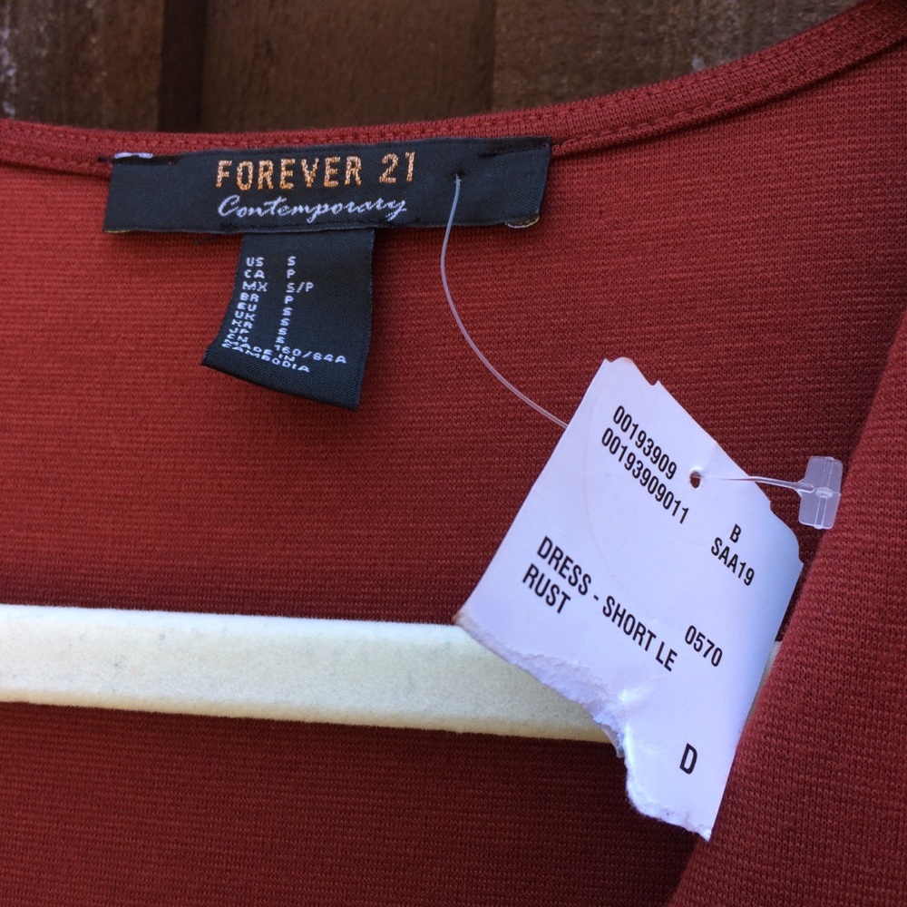 🌼Forever 21 Contemporary Short Le Rust Wrap Dress - Picture 6 of 9
